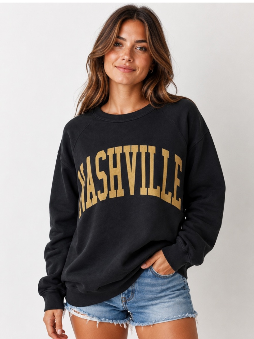 Free People Retrobrand Women's Nashville Sweatshirt Black Size Small Relaxed Fit